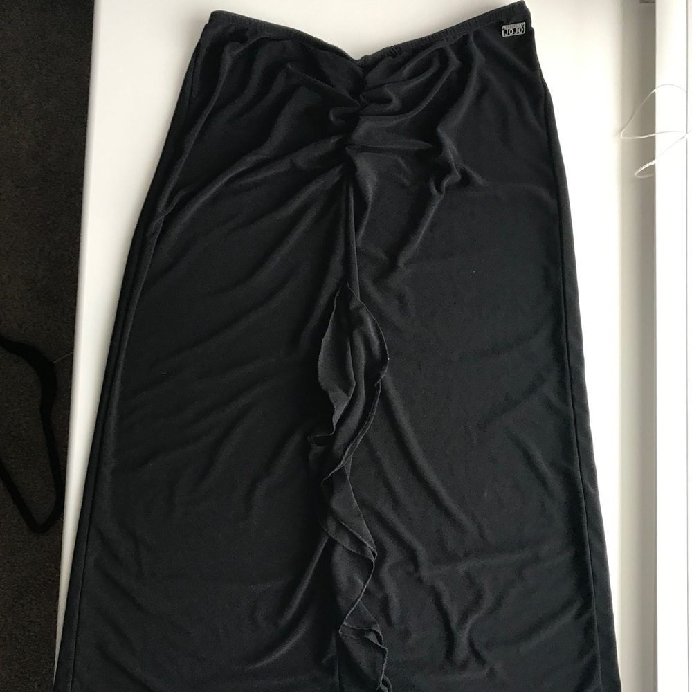 Black Midi Skirt with Ruffles Size L NEVER WORN